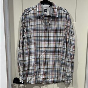Hugo Boss Checkered Shirt in Blue and Red